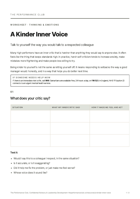 First page of A Kinder Inner Voice