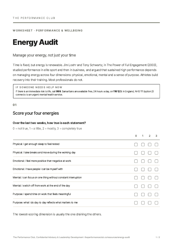 First page of Energy Audit