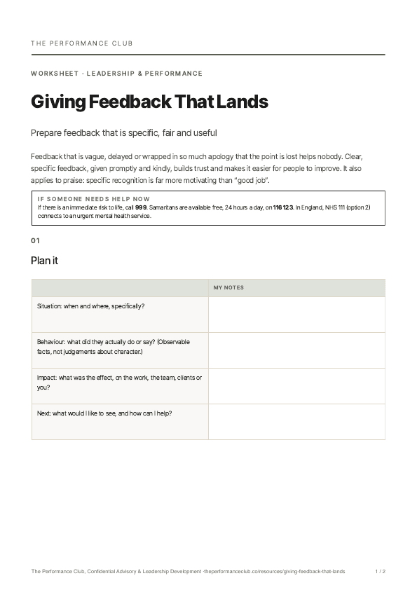 First page of Giving Feedback That Lands
