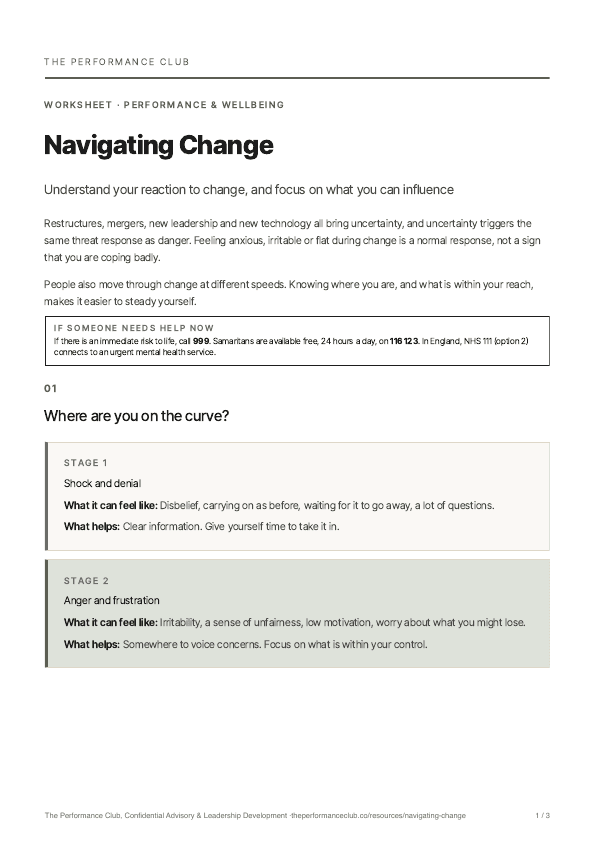 First page of Navigating Change