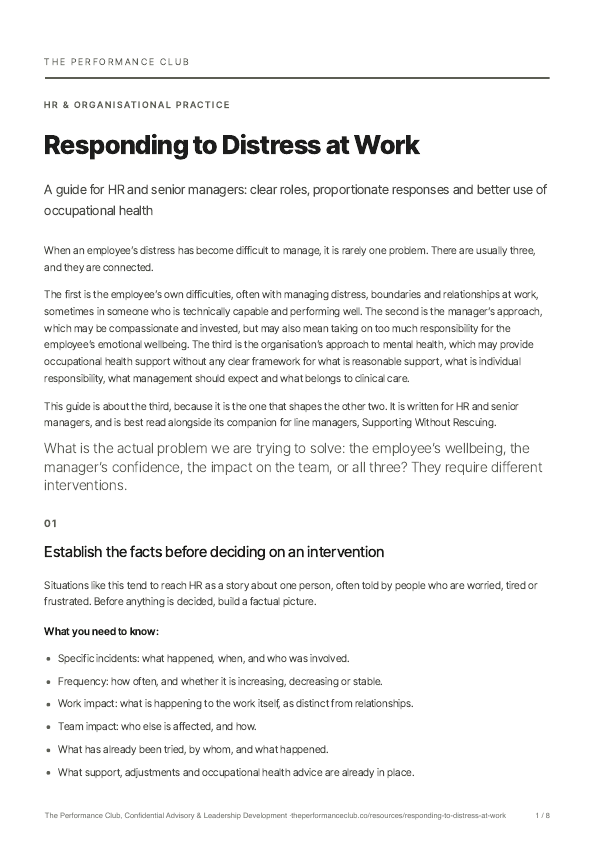 First page of Responding to Distress at Work