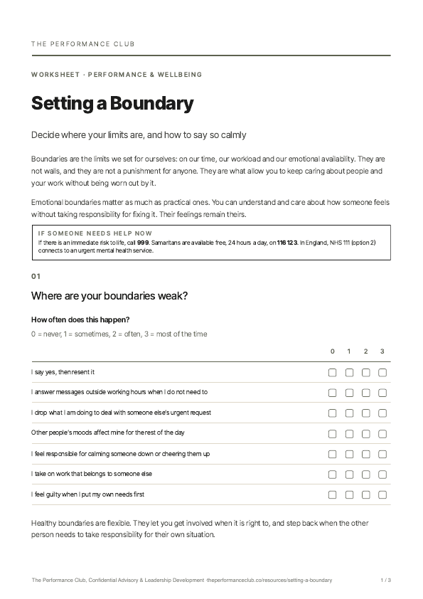 First page of Setting a Boundary