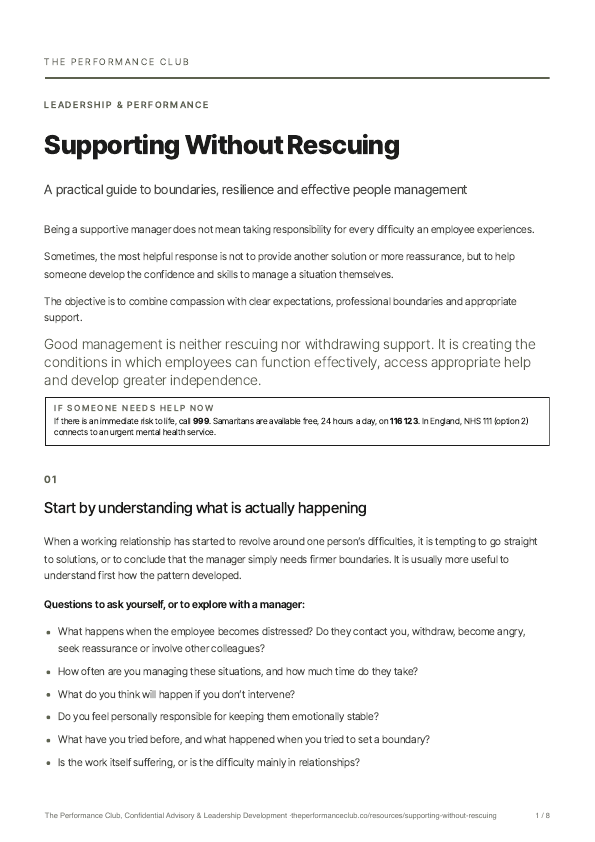 First page of Supporting Without Rescuing