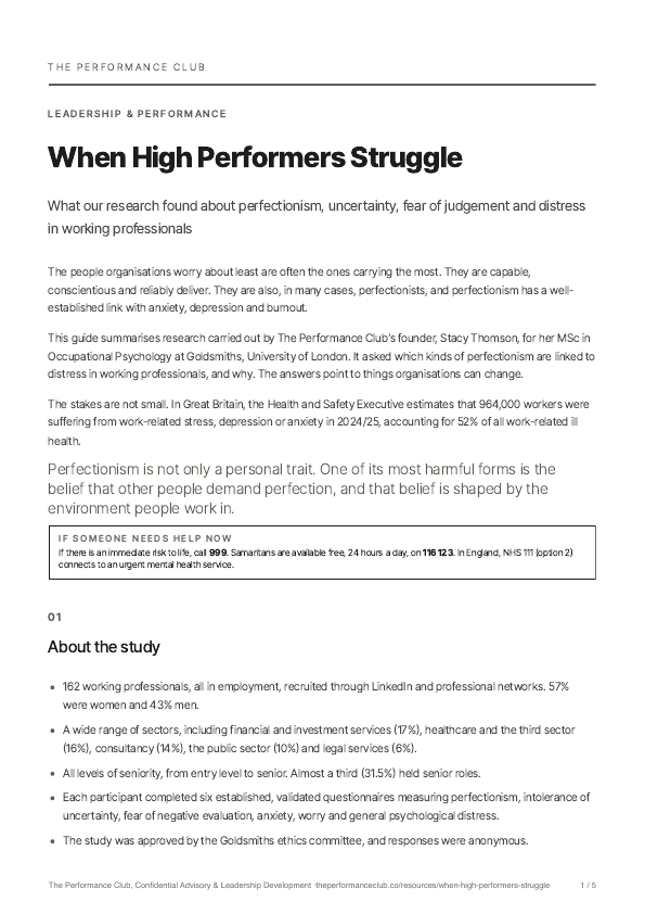 First page of When High Performers Struggle