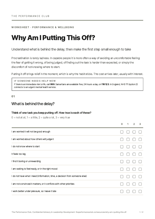 First page of Why Am I Putting This Off?